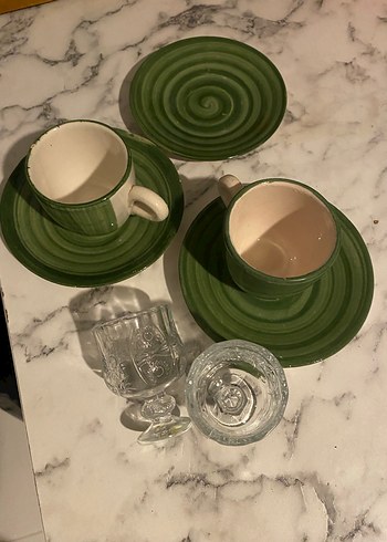 Yeşil Seramik Fincan ve Tabak Seti