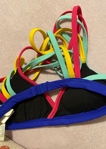 Renkli Baskılı Mini Bikini Üstü Velcro - Görsel 3