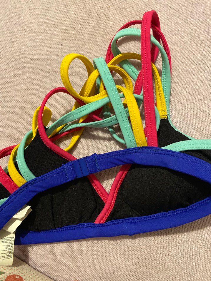 Renkli Baskılı Mini Bikini Üstü Velcro - Görsel 3