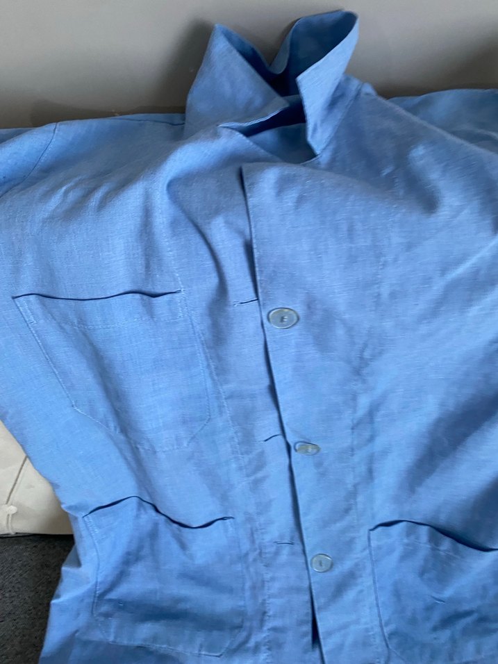 Mavi Keten Düğmeli il önlüğü - Görsel 2