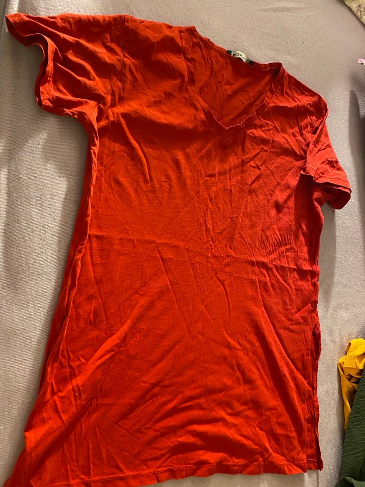 Kırmızı V Yakalı Kısa Kollu Hamile Elbisesi - Görsel 2