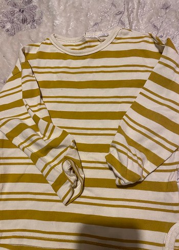 Kız Çocuk Sarı Çizgili Uzun Kollu Tişört - Görsel 2