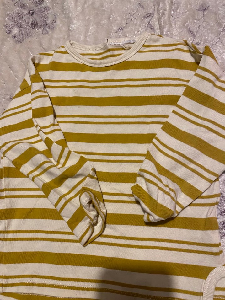 Kız Çocuk Sarı Çizgili Uzun Kollu Tişört - Görsel 2