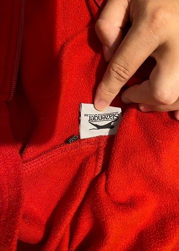 Kırmızı Fermuarlı Polar Sweatshirt