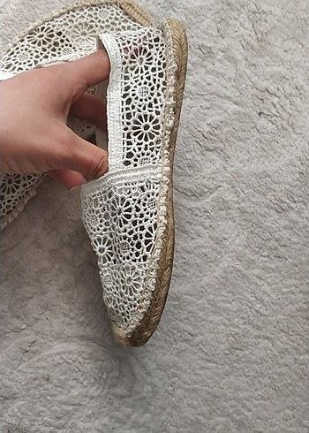 Dantel Detaylı Beyaz Bohem Espadril - Görsel 5