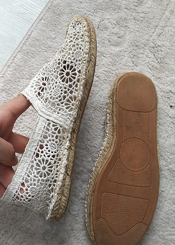Dantel Detaylı Beyaz Bohem Espadril - Görsel 4