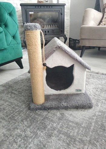 Gri Kedi Evi ve Tırmalama Direği - Görsel 6