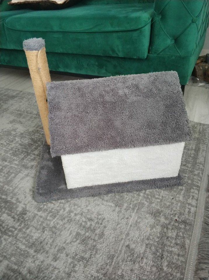 Gri Kedi Evi ve Tırmalama Direği - Görsel 2