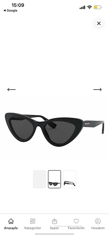  Beden Miu Miu Cat Eye güneş gözlüğü