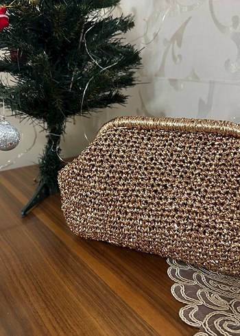 Zara Gold Örgü Kadın Portföy Çanta