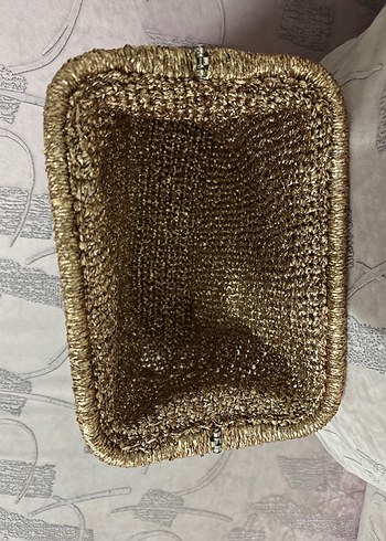 Beden sarı Renk Gold Örgü Kadın Portföy Çanta