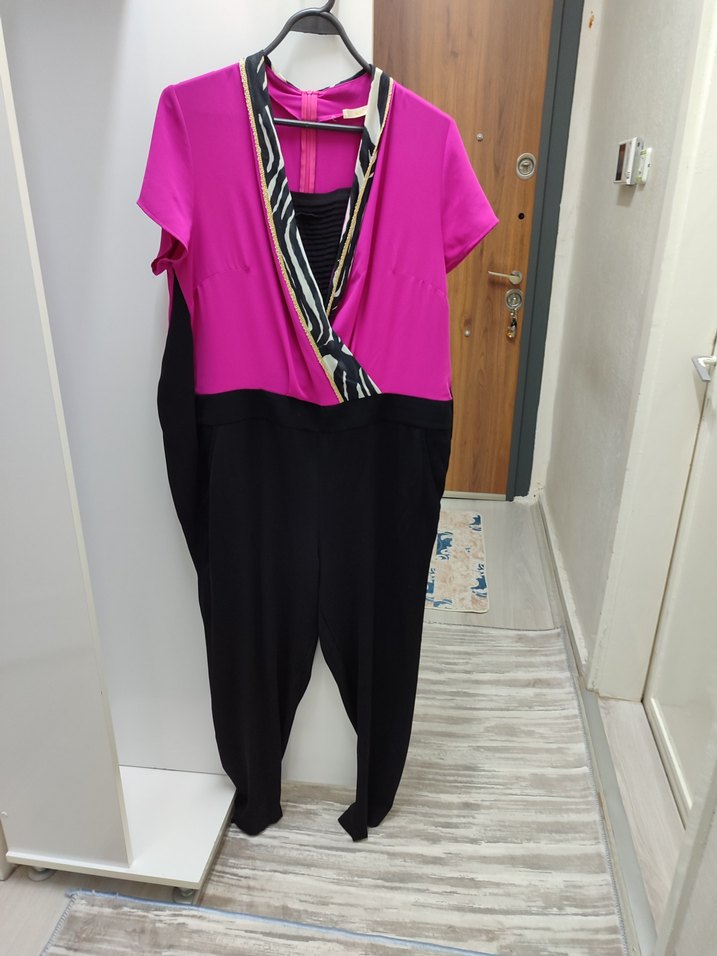 Pembe Zebra Desenli Hamile Tulum - Görsel 4