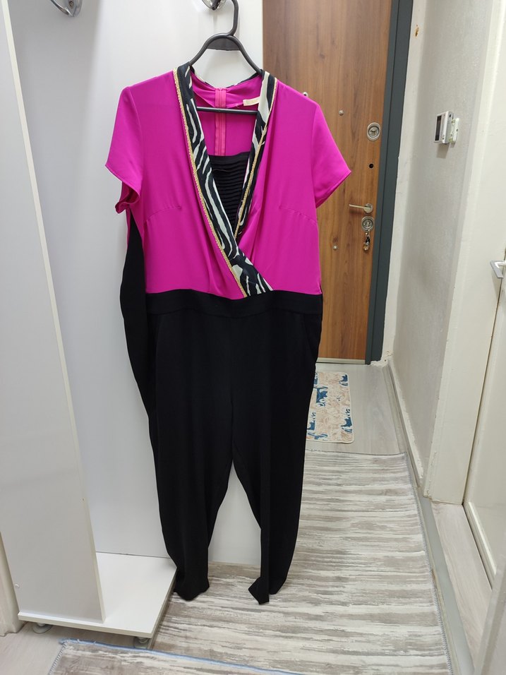 Pembe Zebra Desenli Hamile Tulum - Görsel 5