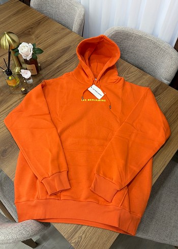 Les Benjamins Canli Turuncu Kapusonlu Sweatshirt