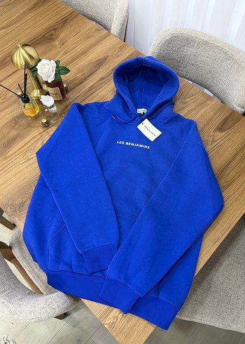 Les Benjamins Canli Mavi Kapusonlu Sweatshirt