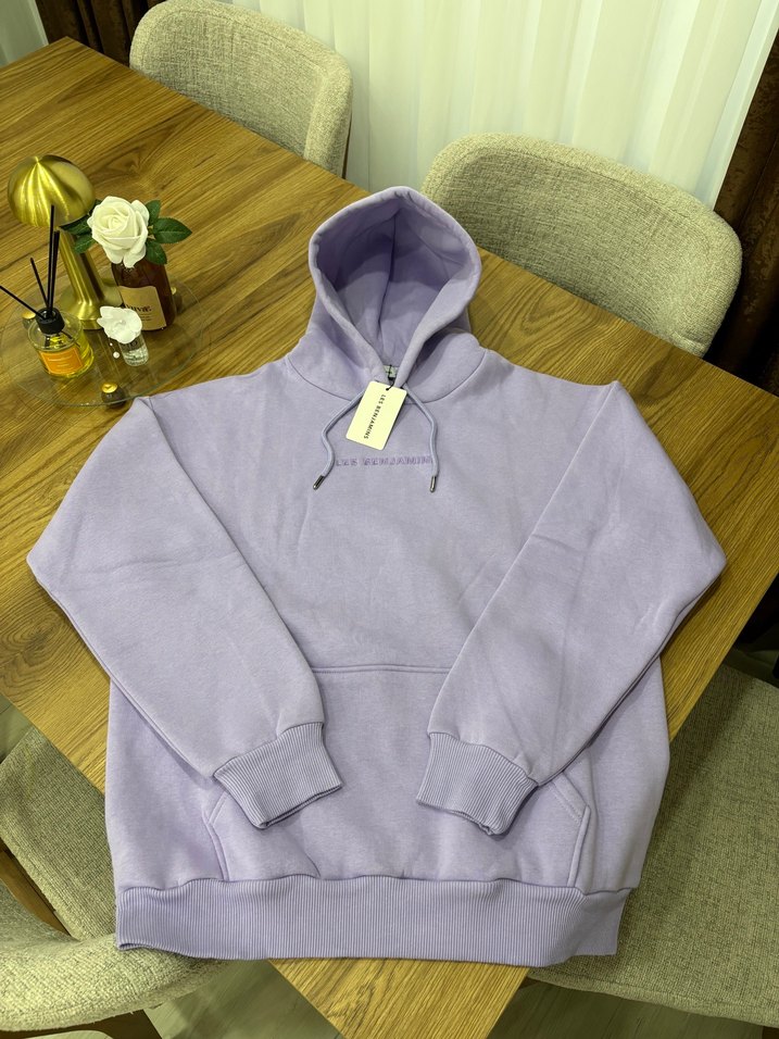 Lila Kapüşonlu Rahat Sweatshirt — görsel 2/3