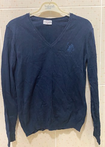 U.S Polo Assn. Kadın Mavi V Yaka Kazak