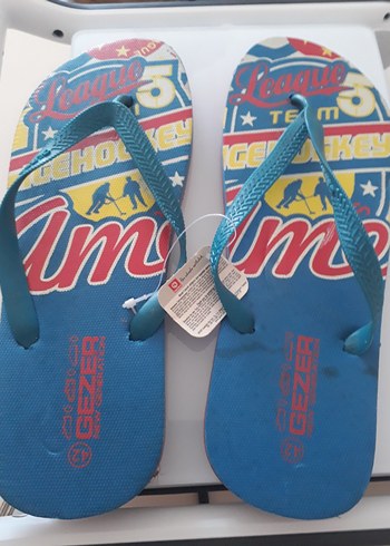 Gezer Renkli Baskılı Mavi Erkek Terlik Velcro