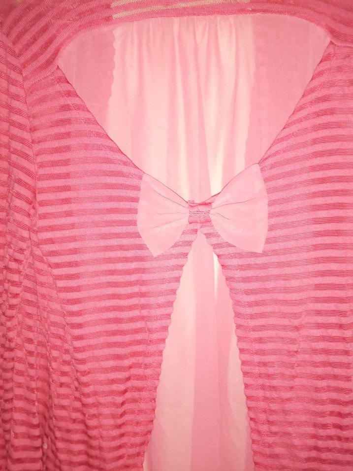 Piliseli Uzun Pembe Kadın Hırka - Görsel 3