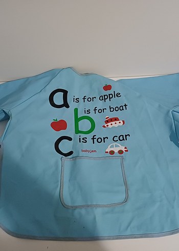 Renkli Baskılı Mavi Bebek Önlüğü