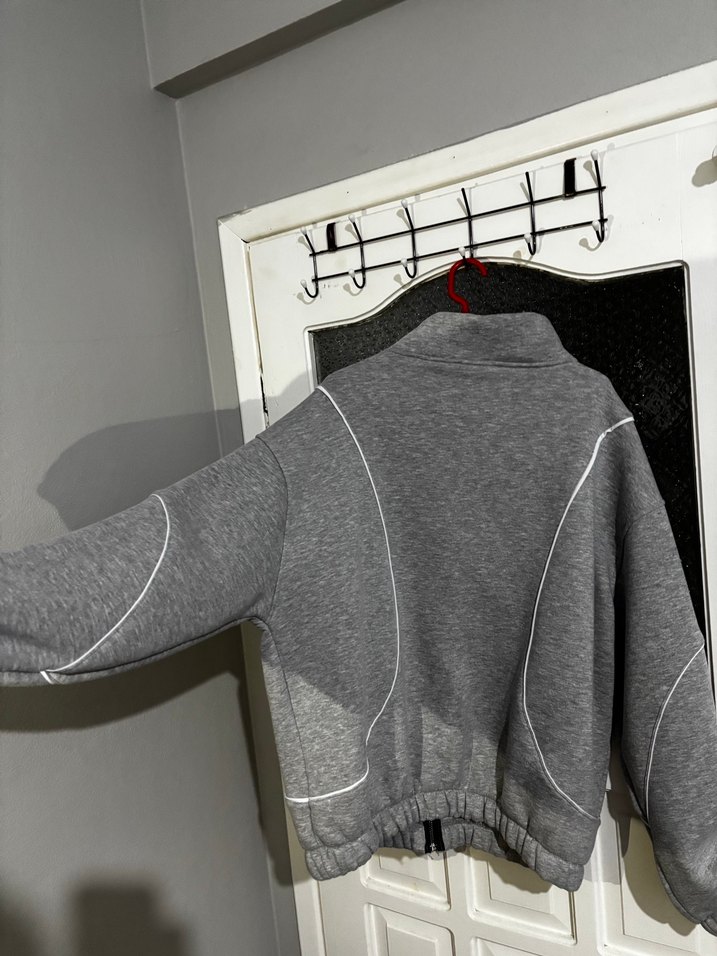 Gri Fermuarlı Yüksek Yakalı Erkek Polar - Görsel 3