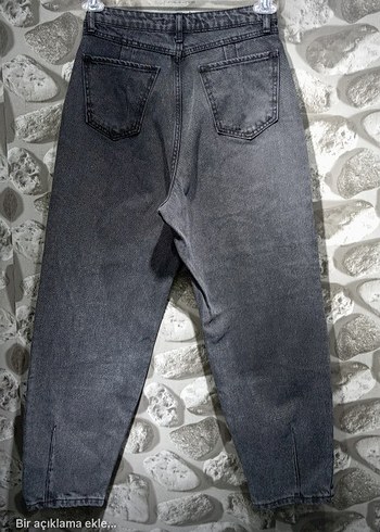 2K Gri Bol Kesim Midi Kot Pantolon