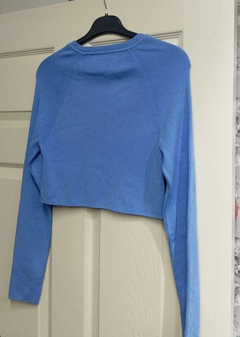 Pull and Bear Mavi Uzun Kollu Basic Kadın Kazak