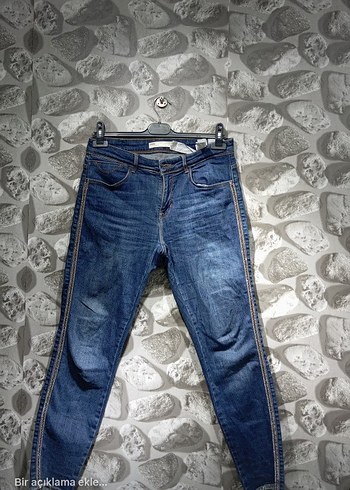 Kadın Mavi Kot Pantolon Kemer Detaylı
