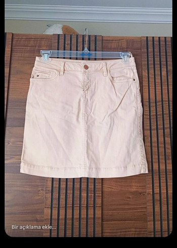 Bej Denim Midi Kadın Etek