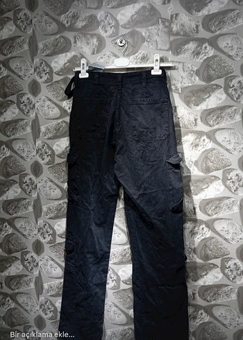 Stradivarius Siyah Kemerli Bol KesimKot Pantolon