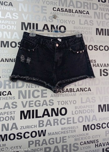 Siyah Mini Rock Punk Bol Kesim Kot Şort