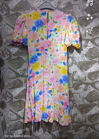 Renkli V Yakalı Midi Elbise - Görsel 3