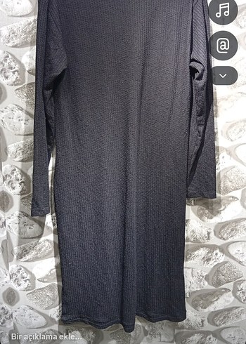 Nakışlı Siyah Uzun Kollu Triko Elbise - Görsel 2