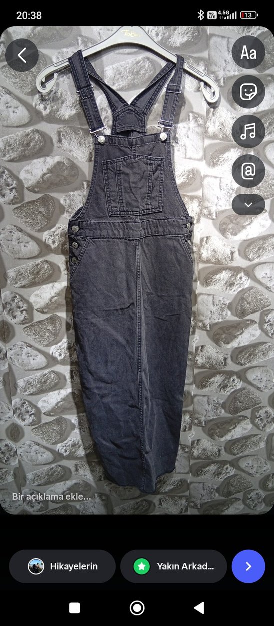 Kadın Gri Uzun Kot elbise - Görsel 3