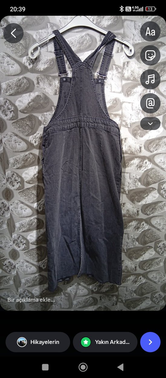 Kadın Gri Uzun Kot elbise - Görsel 2