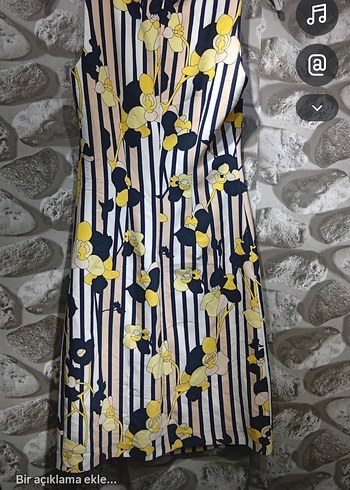 Sarı Çiçekli Uzun Kalem Elbise - Görsel 4