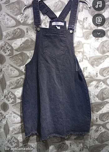 Gri Denim Askılı Midi Tulum - Görsel 2