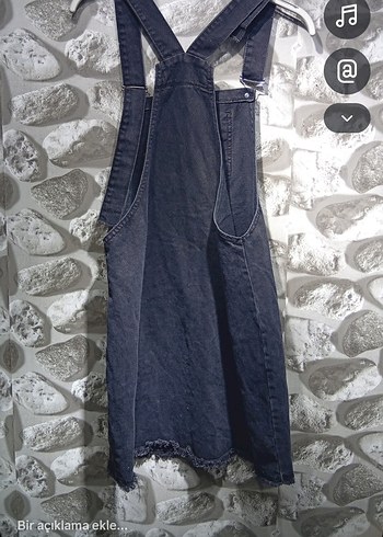 Gri Denim Askılı Midi Tulum - Görsel 4