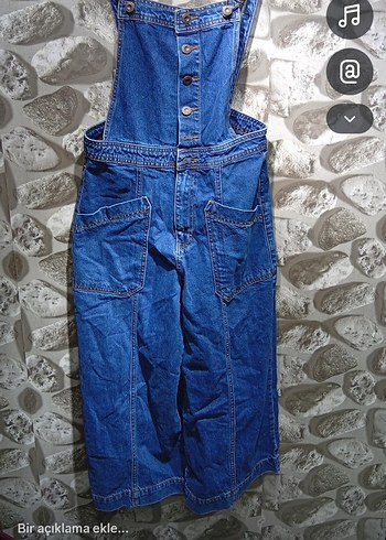 Kadın Lacivert Kot Askılı Tulum - Görsel 2