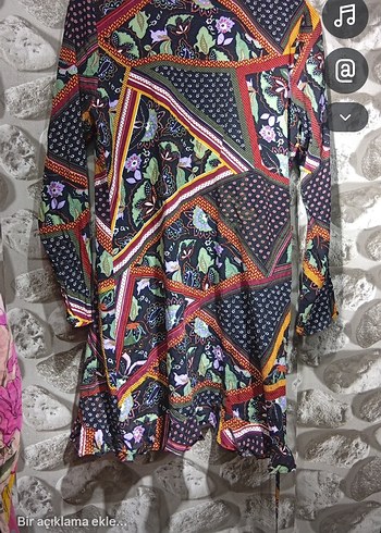 Bohem Desenli Kemerli Mini Elbise - Görsel 3
