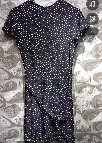 V Yaka Puantiyeli Mini Elbise - Görsel 2