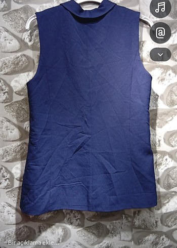 Lacivert Düğmeli Kadın Yelek - Görsel 2