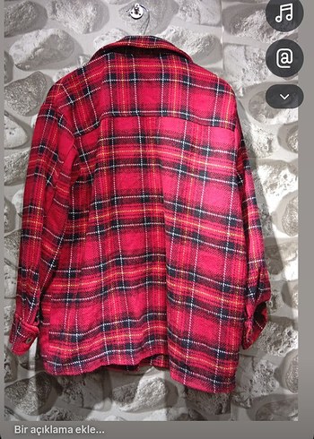 Kırmızı Ekose Düğmeli Kadın Gömlek - Görsel 2