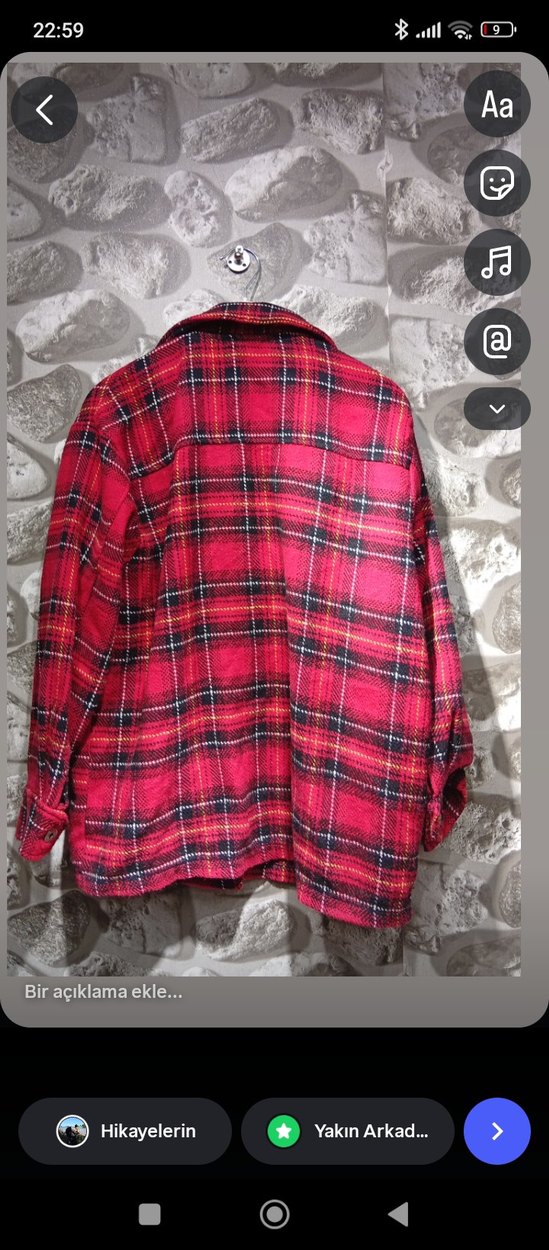 Kırmızı Ekose Düğmeli Kadın Gömlek - Görsel 2