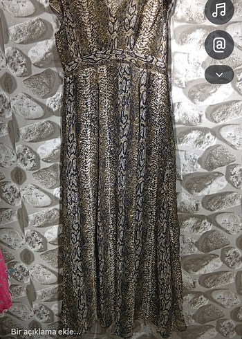 Bohem Yılan Desenli Uzun Drapeli Elbise - Görsel 2