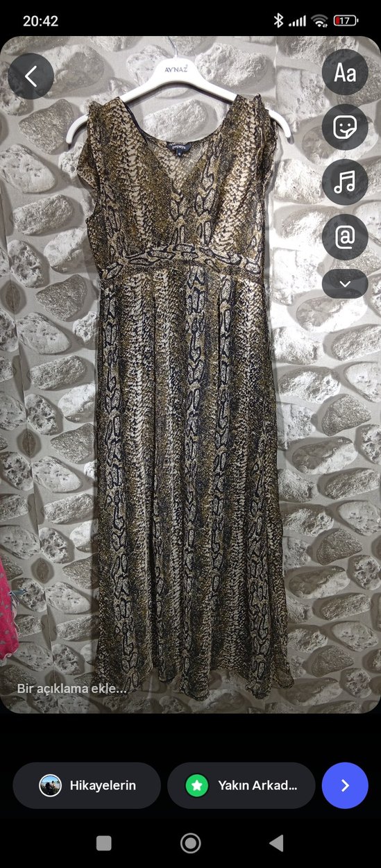 Bohem Yılan Desenli Uzun Drapeli Elbise - Görsel 2