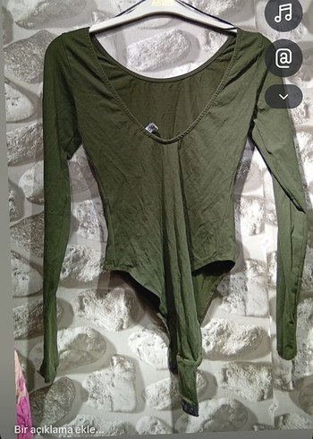 Kadın Haki V Yaka Uzun Kollu Bluz - Görsel 2