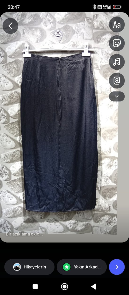 Kadın Siyah Uzun Drapeli Etek - Görsel 2