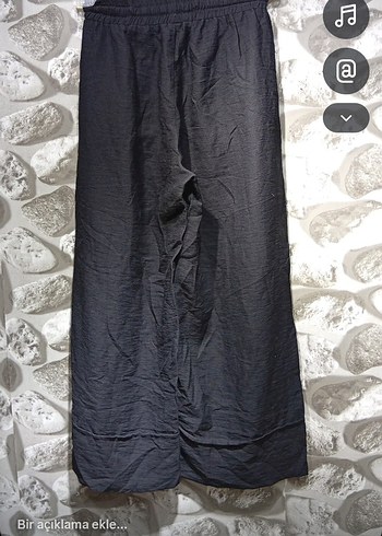 Gri Rahat Kesim Keten Kadın Pantolon - Görsel 3