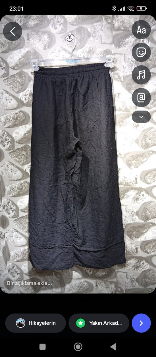 Gri Rahat Kesim Keten Kadın Pantolon - Görsel 3